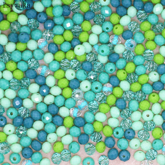 Isywaka Pink Multicolor 4*6mm 50pcs Rondelle Austria faceted Crystal Glass Beads Loose Spacer Round Beads for Jewelry Making