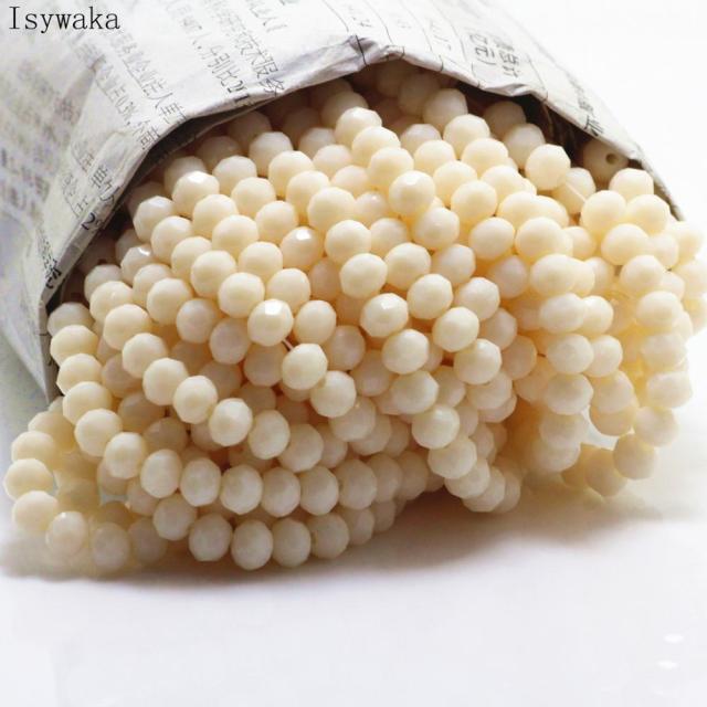Isywaka Light Blue Colors 4*6mm 50pcs Rondelle Austria faceted Crystal Glass Beads Loose Spacer Round Beads for Jewelry Making