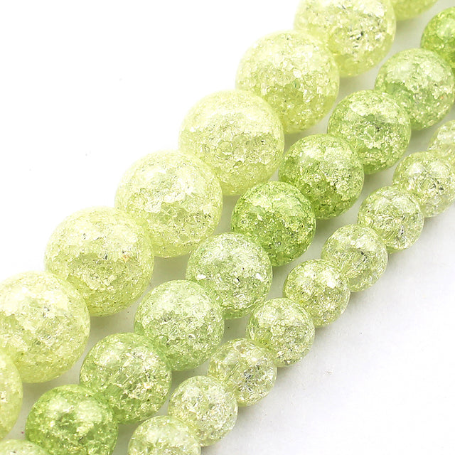 White Snow Cracked Crystal Beads 6/8/10mm Multicolor Round Loose Quartz Crystal Beads for Jewelry Making DIY Bracelet 15inch