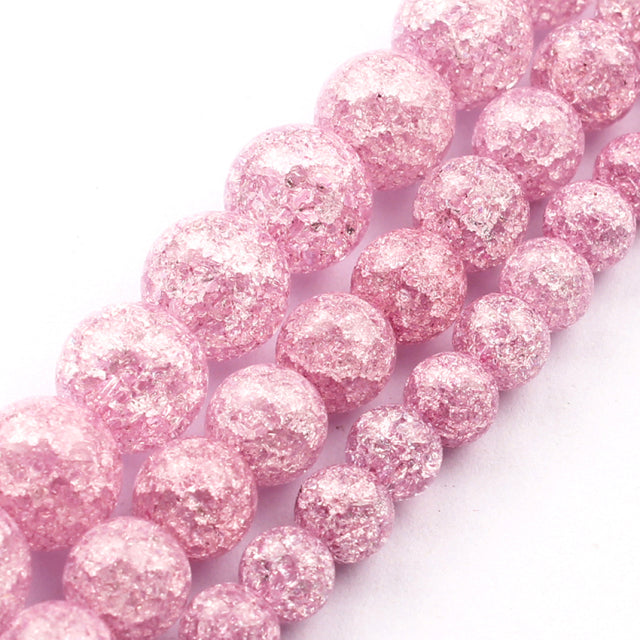 White Snow Cracked Crystal Beads 6/8/10mm Multicolor Round Loose Quartz Crystal Beads for Jewelry Making DIY Bracelet 15inch