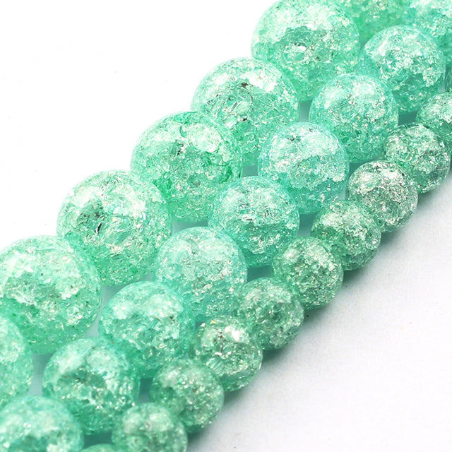 White Snow Cracked Crystal Beads 6/8/10mm Multicolor Round Loose Quartz Crystal Beads for Jewelry Making DIY Bracelet 15inch