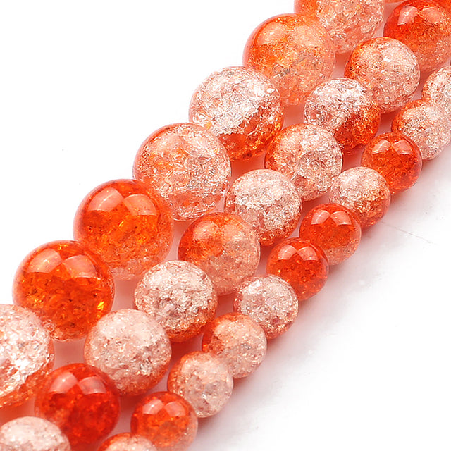 White Snow Cracked Crystal Beads 6/8/10mm Multicolor Round Loose Quartz Crystal Beads for Jewelry Making DIY Bracelet 15inch