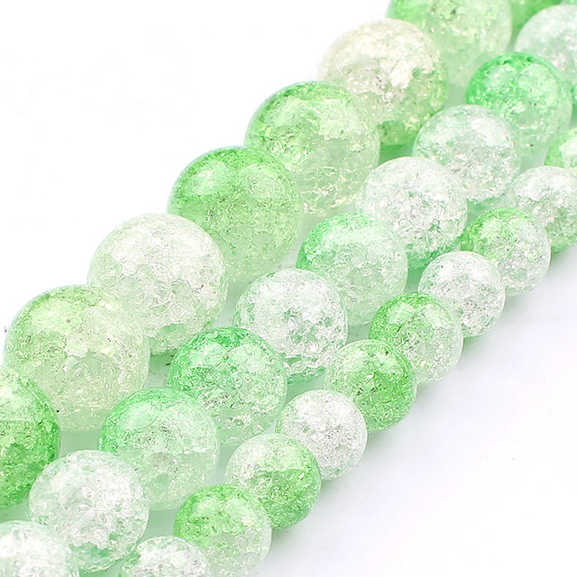 White Snow Cracked Crystal Beads 6/8/10mm Multicolor Round Loose Quartz Crystal Beads for Jewelry Making DIY Bracelet 15inch