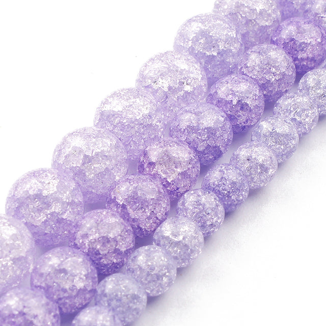 White Snow Cracked Crystal Beads 6/8/10mm Multicolor Round Loose Quartz Crystal Beads for Jewelry Making DIY Bracelet 15inch