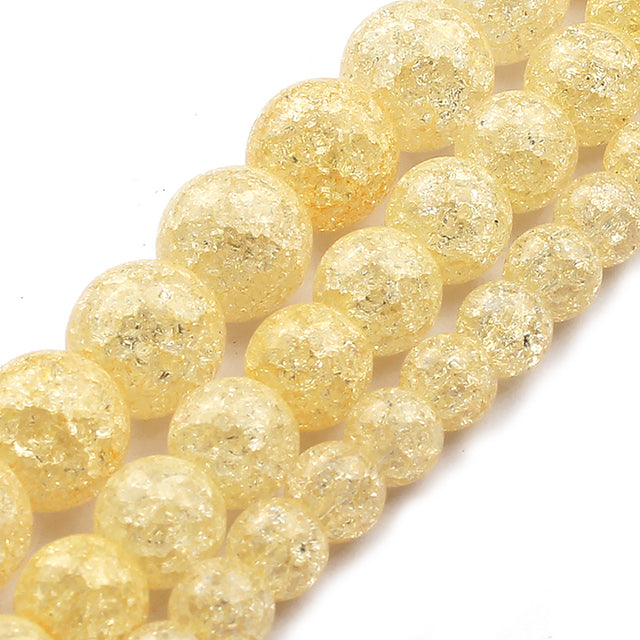 White Snow Cracked Crystal Beads 6/8/10mm Multicolor Round Loose Quartz Crystal Beads for Jewelry Making DIY Bracelet 15inch