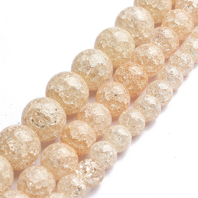 White Snow Cracked Crystal Beads 6/8/10mm Multicolor Round Loose Quartz Crystal Beads for Jewelry Making DIY Bracelet 15inch