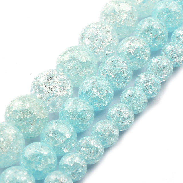 White Snow Cracked Crystal Beads 6/8/10mm Multicolor Round Loose Quartz Crystal Beads for Jewelry Making DIY Bracelet 15inch