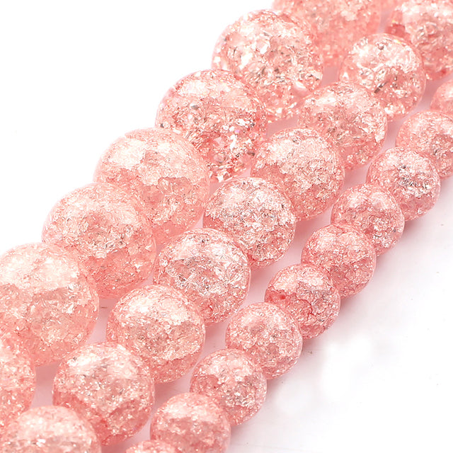 White Snow Cracked Crystal Beads 6/8/10mm Multicolor Round Loose Quartz Crystal Beads for Jewelry Making DIY Bracelet 15inch