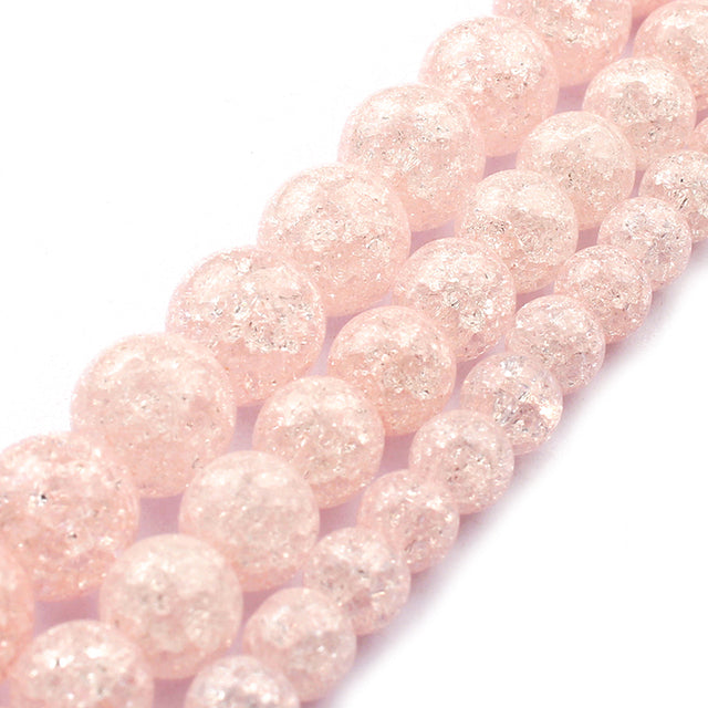 White Snow Cracked Crystal Beads 6/8/10mm Multicolor Round Loose Quartz Crystal Beads for Jewelry Making DIY Bracelet 15inch
