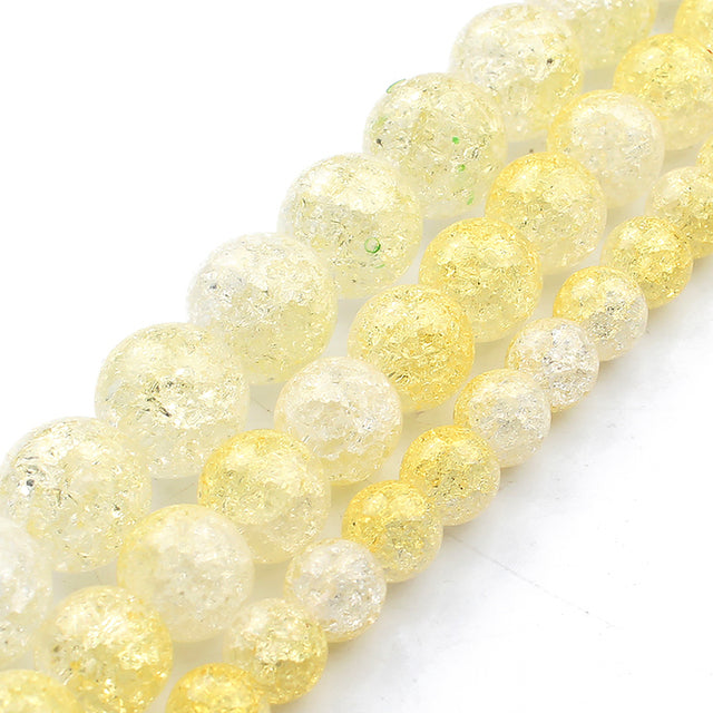 White Snow Cracked Crystal Beads 6/8/10mm Multicolor Round Loose Quartz Crystal Beads for Jewelry Making DIY Bracelet 15inch