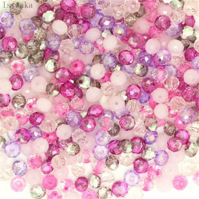 Isywaka Light Blue Colors 4*6mm 50pcs Rondelle Austria faceted Crystal Glass Beads Loose Spacer Round Beads for Jewelry Making