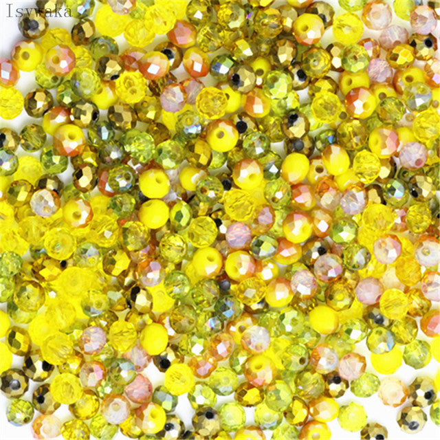 Isywaka Light Blue Colors 4*6mm 50pcs Rondelle Austria faceted Crystal Glass Beads Loose Spacer Round Beads for Jewelry Making