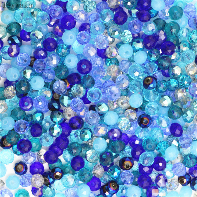 Isywaka Light Blue Colors 4*6mm 50pcs Rondelle Austria faceted Crystal Glass Beads Loose Spacer Round Beads for Jewelry Making