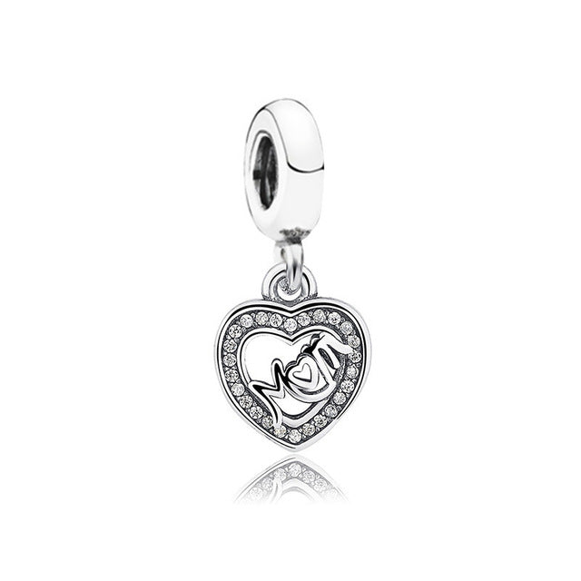 New Silver Color Feather Crown Safety Chain Owl Love Beads Tower Pendant Fit Pandora Charms Bracelets DIY Women Original Jewelry