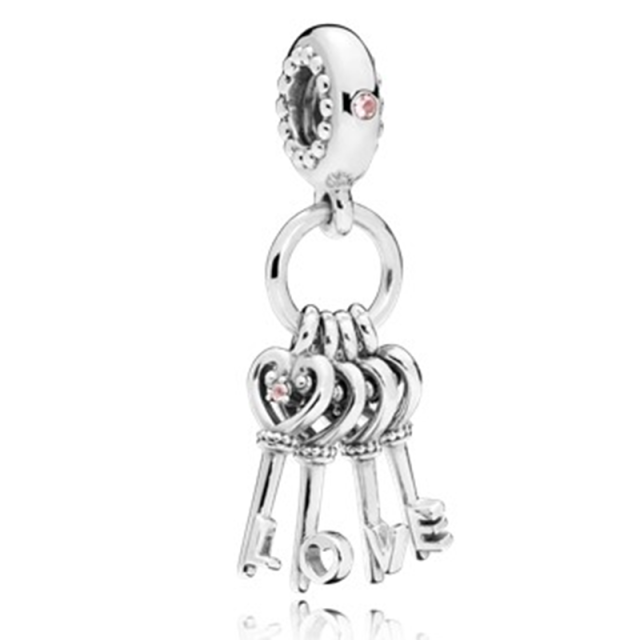 New Silver Color Feather Crown Safety Chain Owl Love Beads Tower Pendant Fit Pandora Charms Bracelets DIY Women Original Jewelry