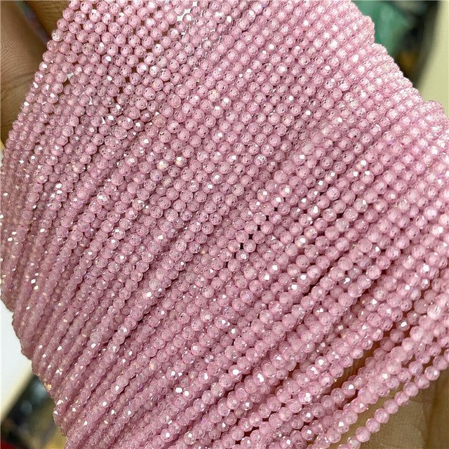Natural Stone Faceted Small 2 3 4 mm Beads Pink Opal Morgan Loose Spacer Quartz Crystal Beads Jewelry Making Necklace Bracelets