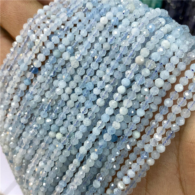 Natural Stone Faceted Small 2 3 4 mm Beads Pink Opal Morgan Loose Spacer Quartz Crystal Beads Jewelry Making Necklace Bracelets