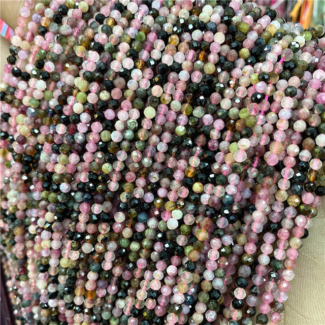 Natural Stone Faceted Small 2 3 4 mm Beads Pink Opal Morgan Loose Spacer Quartz Crystal Beads Jewelry Making Necklace Bracelets