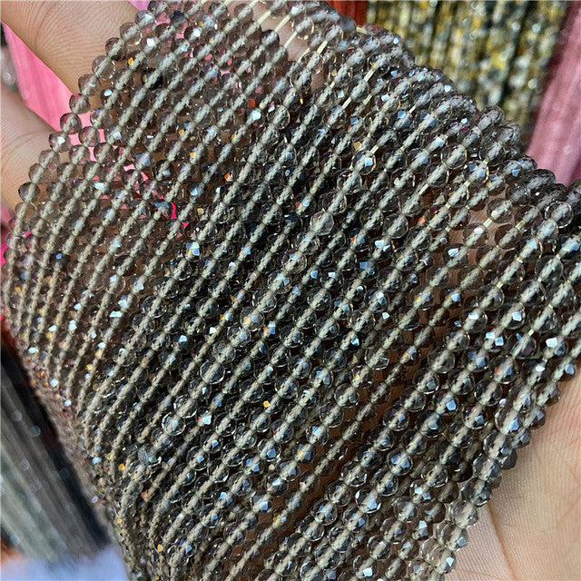Natural Stone Faceted Small 2 3 4 mm Beads Pink Opal Morgan Loose Spacer Quartz Crystal Beads Jewelry Making Necklace Bracelets
