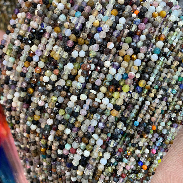 Natural Stone Faceted Small 2 3 4 mm Beads Pink Opal Morgan Loose Spacer Quartz Crystal Beads Jewelry Making Necklace Bracelets