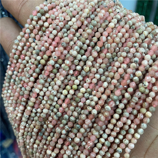 Natural Stone Faceted Small 2 3 4 mm Beads Pink Opal Morgan Loose Spacer Quartz Crystal Beads Jewelry Making Necklace Bracelets