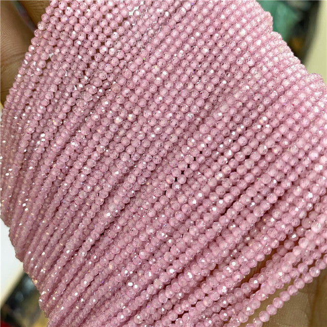 Natural Stone Faceted Small 2 3 4 mm Beads Pink Opal Morgan Loose Spacer Quartz Crystal Beads Jewelry Making Necklace Bracelets