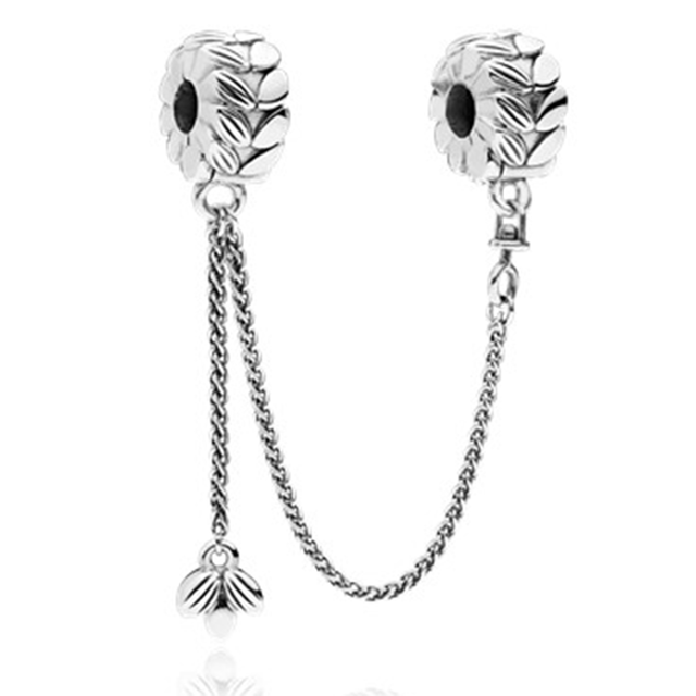 Silver Color Lucky Cat Safety Chain Dog Paw Crown Owl Love Pendant Fit Pandora Charms Bracelets DIY Women Original Beads Jewelry