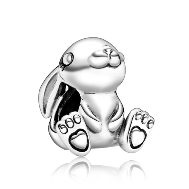 Silver Color Lucky Cat Safety Chain Dog Paw Crown Owl Love Pendant Fit Pandora Charms Bracelets DIY Women Original Beads Jewelry