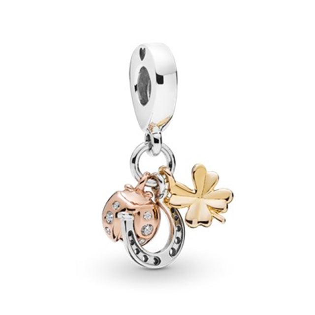Silver Color Lucky Cat Safety Chain Dog Paw Crown Owl Love Pendant Fit Pandora Charms Bracelets DIY Women Original Beads Jewelry
