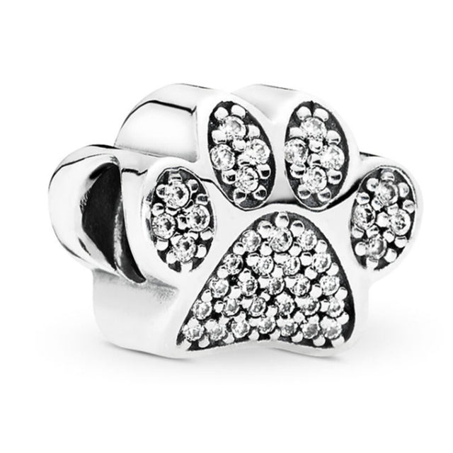 Silver Color Lucky Cat Safety Chain Dog Paw Crown Owl Love Pendant Fit Pandora Charms Bracelets DIY Women Original Beads Jewelry