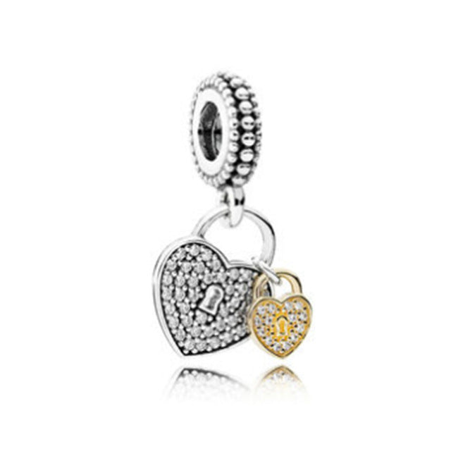 Silver Color Lucky Cat Safety Chain Dog Paw Crown Owl Love Pendant Fit Pandora Charms Bracelets DIY Women Original Beads Jewelry