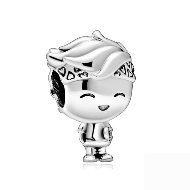 Silver Color Lucky Cat Safety Chain Dog Paw Crown Owl Love Pendant Fit Pandora Charms Bracelets DIY Women Original Beads Jewelry