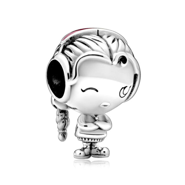 Silver Color Lucky Cat Safety Chain Dog Paw Crown Owl Love Pendant Fit Pandora Charms Bracelets DIY Women Original Beads Jewelry