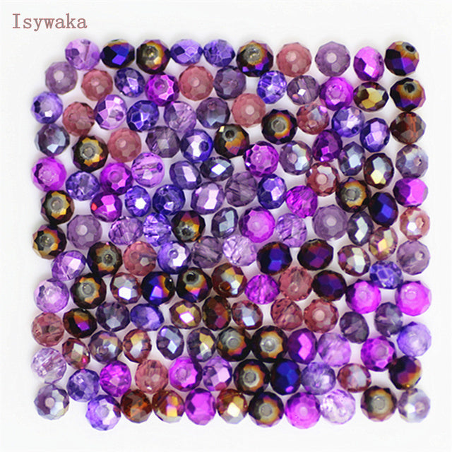 Isywaka Golden Multicolor 3*4mm 4*6mm Rondelle Austria faceted Crystal Glass Beads Loose Spacer Round Beads for Jewelry Making