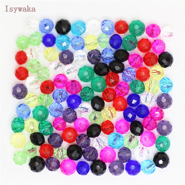 Isywaka Golden Multicolor 3*4mm 4*6mm Rondelle Austria faceted Crystal Glass Beads Loose Spacer Round Beads for Jewelry Making