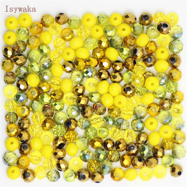 Isywaka Golden Multicolor 3*4mm 4*6mm Rondelle Austria faceted Crystal Glass Beads Loose Spacer Round Beads for Jewelry Making
