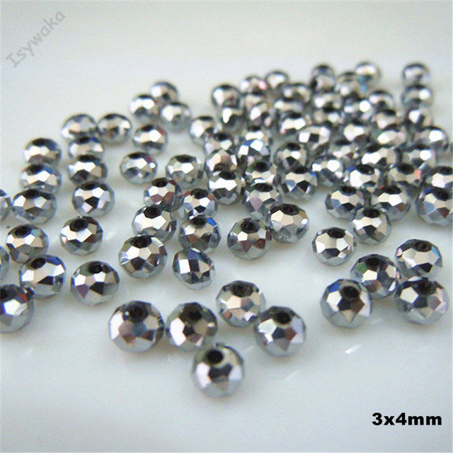 Isywaka Golden Multicolor 3*4mm 4*6mm Rondelle Austria faceted Crystal Glass Beads Loose Spacer Round Beads for Jewelry Making