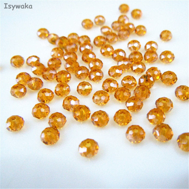 Isywaka Golden Multicolor 3*4mm 4*6mm Rondelle Austria faceted Crystal Glass Beads Loose Spacer Round Beads for Jewelry Making