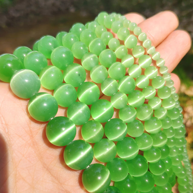 Natural Moon Stone Beads White Cat Eye Round Loose Beads 4/6/8/10/12mm Jewelry Making DIY Bracelet 15" Strand