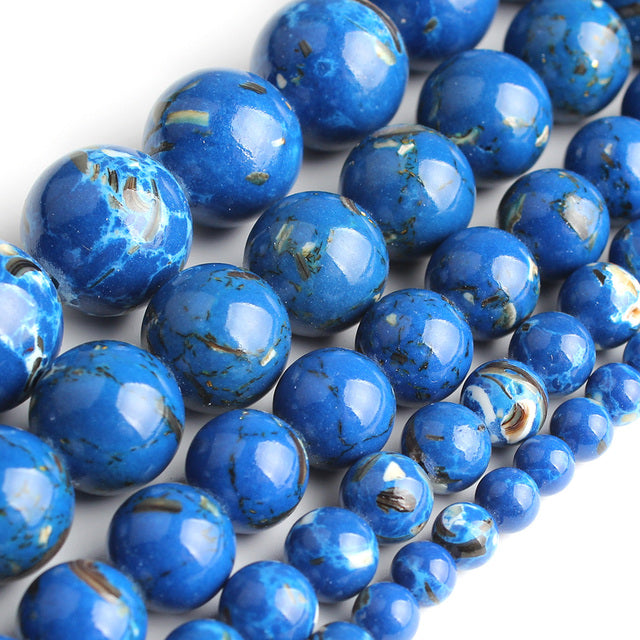 White Howlite Spun Gold Loose Stone Round Beads for Jewelry Making DIY Bracelet 15'' strand 4/6/8/10/12mm