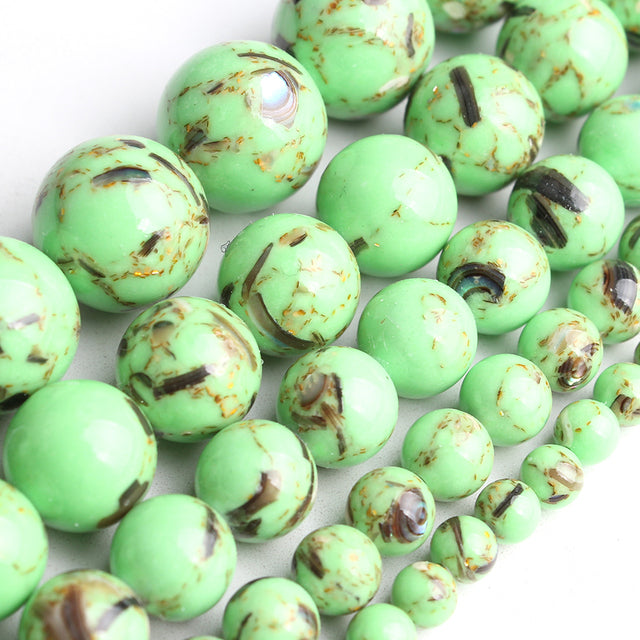 White Howlite Spun Gold Loose Stone Round Beads for Jewelry Making DIY Bracelet 15'' strand 4/6/8/10/12mm