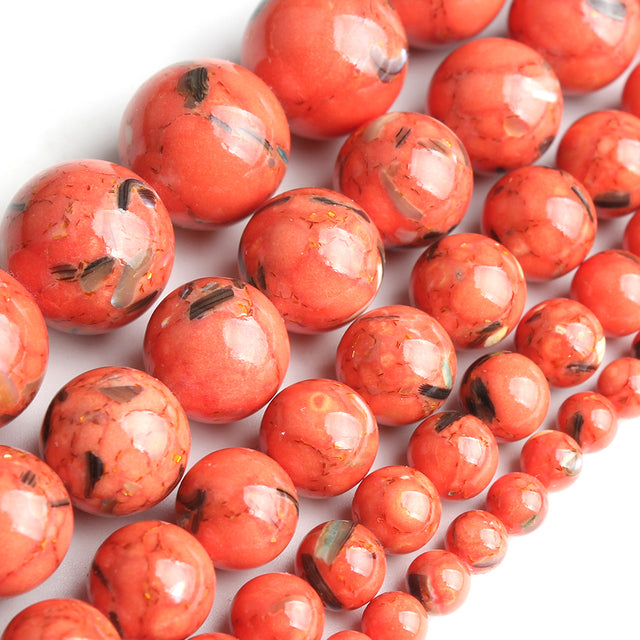 White Howlite Spun Gold Loose Stone Round Beads for Jewelry Making DIY Bracelet 15'' strand 4/6/8/10/12mm