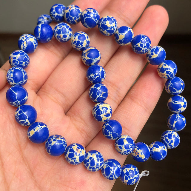 White Howlite Spun Gold Loose Stone Round Beads for Jewelry Making DIY Bracelet 15'' strand 4/6/8/10/12mm