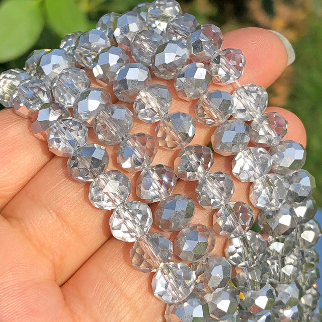 White AB Clear Rondelle Austria Crystal Beads Faceted Glass Beads Loose Spacer Beads For DIY Bracelet Jewelry Making Accessories