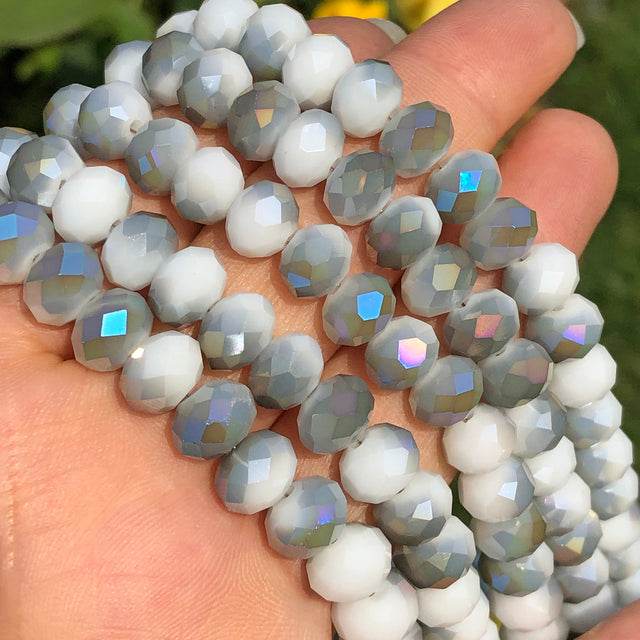 White AB Clear Rondelle Austria Crystal Beads Faceted Glass Beads Loose Spacer Beads For DIY Bracelet Jewelry Making Accessories