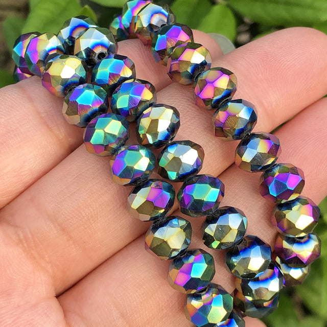 White AB Clear Rondelle Austria Crystal Beads Faceted Glass Beads Loose Spacer Beads For DIY Bracelet Jewelry Making Accessories