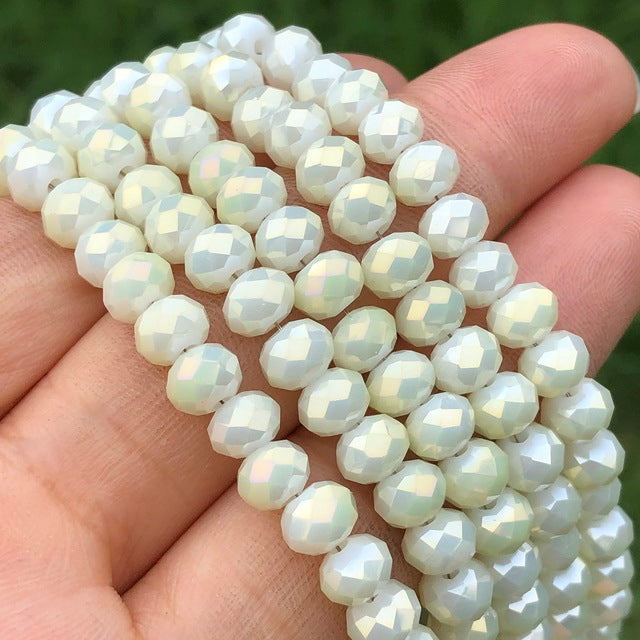 White AB Clear Rondelle Austria Crystal Beads Faceted Glass Beads Loose Spacer Beads For DIY Bracelet Jewelry Making Accessories