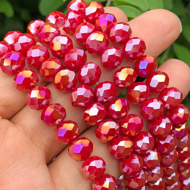 White AB Clear Rondelle Austria Crystal Beads Faceted Glass Beads Loose Spacer Beads For DIY Bracelet Jewelry Making Accessories