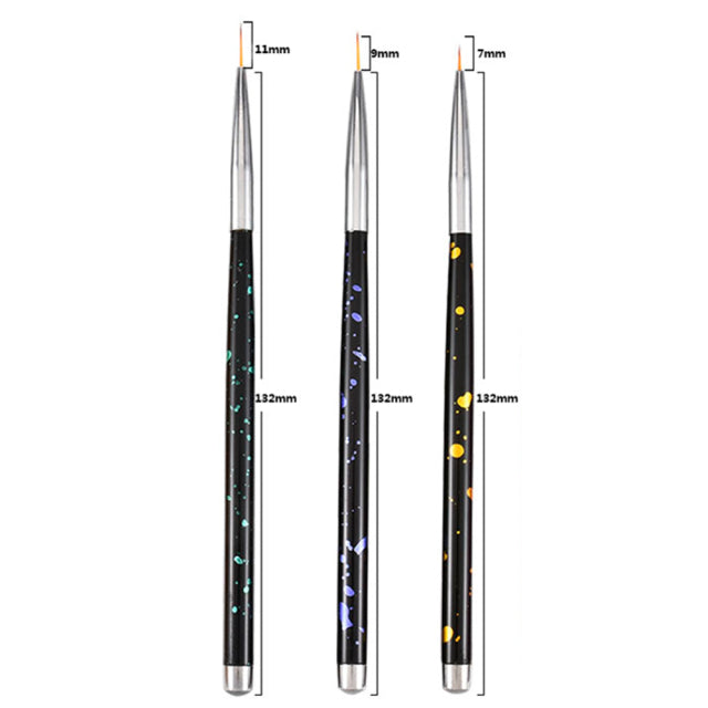 3Pcs Acrylic French Stripe Nail Art Liner Brush Set 3D Tips Manicure Ultra-thin Line Drawing Pen UV Gel Brushes Painting Tools