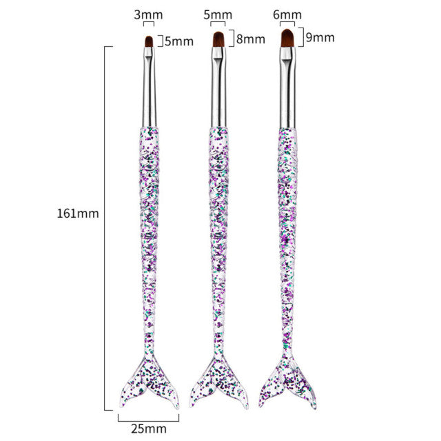 3Pcs Acrylic French Stripe Nail Art Liner Brush Set 3D Tips Manicure Ultra-thin Line Drawing Pen UV Gel Brushes Painting Tools